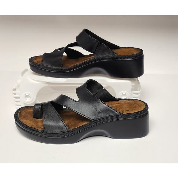 NOAT Monterey Leather Upper Platform Slide Block Heel Strappy Sandal Shoes 8/39 - Picture 3 of 10